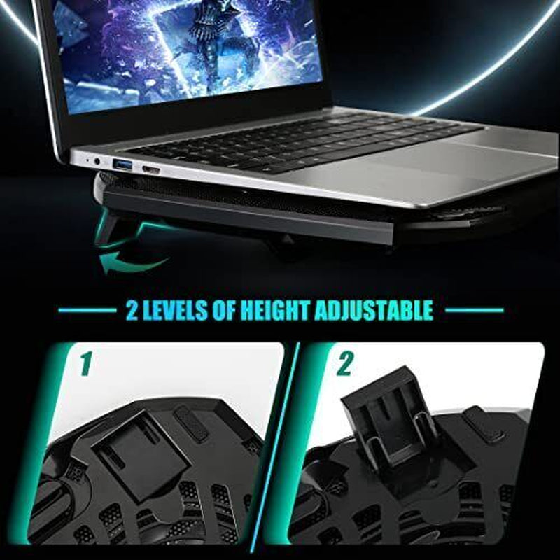 Laptop Cooling Pad, Gaming Laptop Cooler with 2 Quiet Big Fans, RGB 7 Color