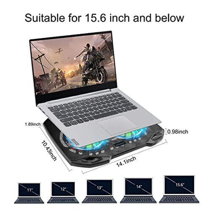 Laptop Cooling Pad, Gaming Laptop Cooler with 2 Quiet Big Fans, RGB 7 Color