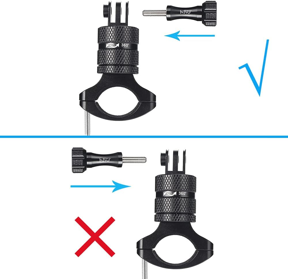 Aluminum Bike Bicycle Handlebar Mount for Gopro Hero 13/12/11/10/9/8/7/6/5/4 Session AKASO Campark and Other Action Cameras, 360 Degrees Rotary Mountain Bike Rack Mount (Black)