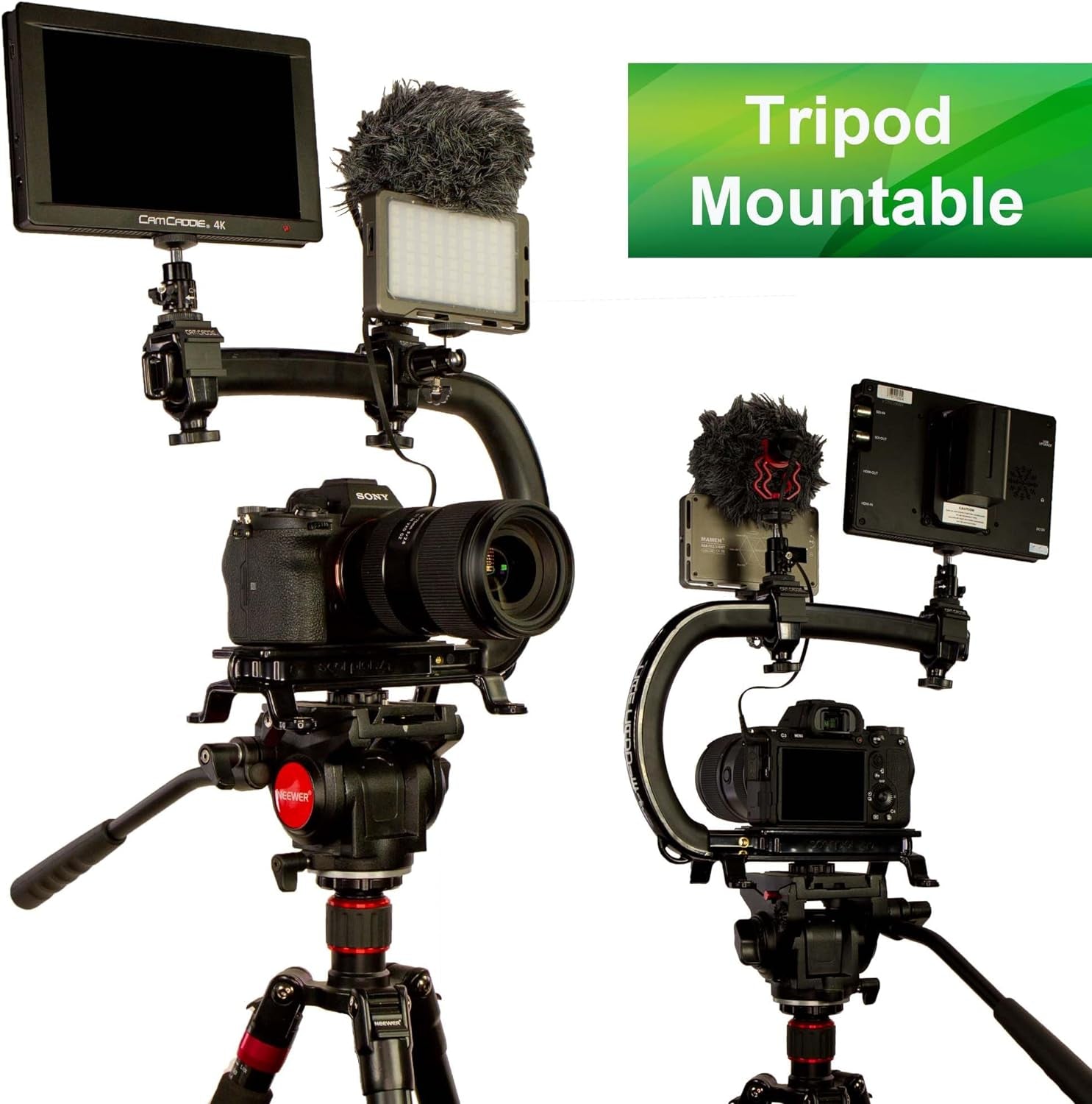 Scorpion EX Video Action Stabilizing Rig Handle Grip Handheld Stabilizer with Hot-Shoe Mount for Canon Nikon Sony Panasonic DSLR & Mirrorless Camera Camcorder (Triple Cold Shoe (X1))