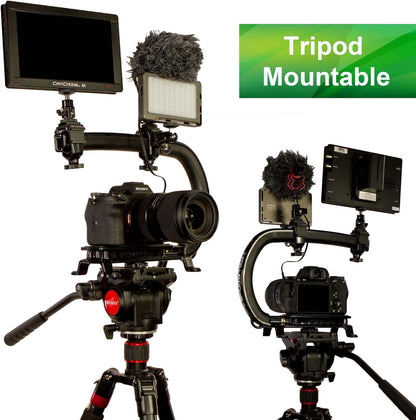 Scorpion EX Video Action Stabilizing Rig Handle Grip Handheld Stabilizer with Hot-Shoe Mount for Canon Nikon Sony Panasonic DSLR & Mirrorless Camera Camcorder (Triple Cold Shoe (X1))