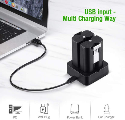 Charging Station and 2 Packs Rechargeable 3.65V Lithium-Ion Battery That Is Compatible with Ring, for Video Doorbell 2/3 and Spotlight Cam Battery 6400Mah